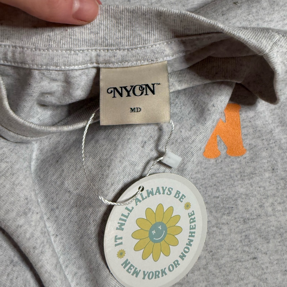 NYON Gray Tee with Orange and Blue Flower Design - Picture 3 of 3